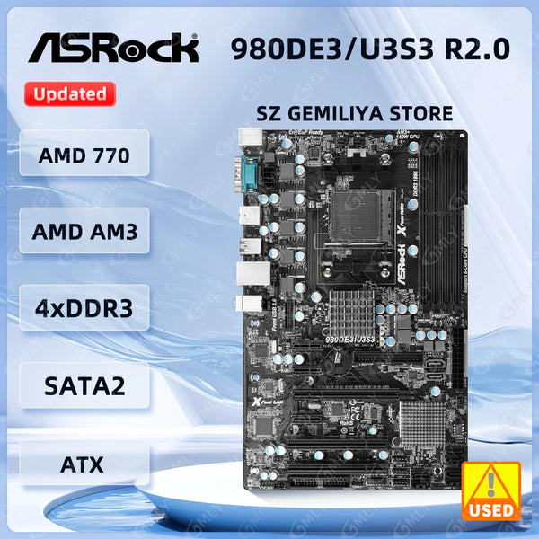 StoneTaskin Asrock 980DE3/U3S3 R2.0 Motherboard Socket AM3+ AMD 770 DDR3 32GB 2xSATA3 support FX 8320 FX 6300 FX 4320 X4 925 cpu Mainboard Fully Tested Free Shipping