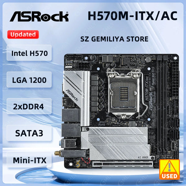 ASROCK H570M-ITX/AC Mini-ITX Motherboard Intel H570 LGA1200 DDR4 64GB NVMe SSD M.2 support i7-11700 i5-10600 i3-10300 i5 11400 Good Condition Fully Tested Free Shipping