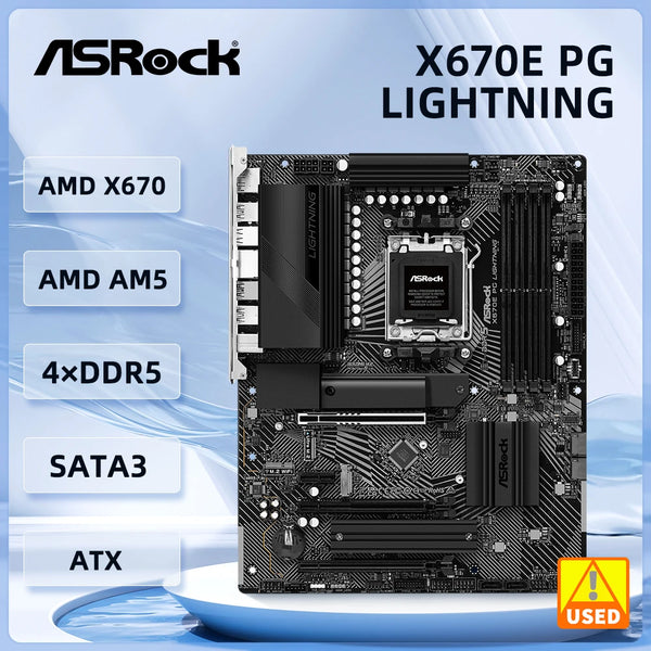 ASRock AMD X670 Motherboard X670E PG LIGHTNING Sokcet AM5 DDR5 192GB support 7900X 7600 8300GE 9950 8700F 7700 cpu NVMe SSD Good Condition Fully Tested Free Shipping
