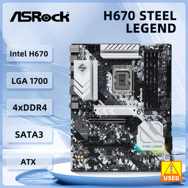 ASROCK H670 Steel Legend  Motherboard LGA1700 Intel H670 DDR4 128GB ATX support i7-14790F 14600 13900 13100 12600K 12400 cpu Good Condition Fully Tested Free Shipping
