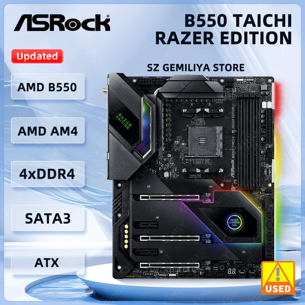 ASRock B550 Motherboard B550 TAICHI RAZER EDITIDN Socket AM4 DDR4 128GB Ultra M.2 support 5600 5700 5900 4600G 3900 4300 cpu ATX Good Condition Fully Tested Free Shipping