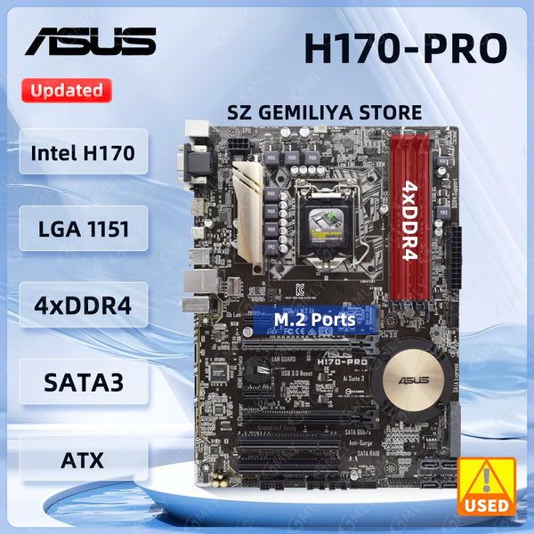 ASUS H170-PRO Motherboard Intel H170 LGA 1151 Motherboard DDR4 64GB support i3-7100 i3-6100 i5-6400T i5-6600 i7-6700 i7-7700T Good Condition Fully Tested Free Shipping