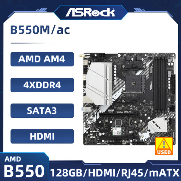 ASROCK B550M/AC Motherboard AM4 AMD B550 128GB DDR4 M.2 support Ryzen 5800 3400 3700 5600 5500 cpu Micro ATX Good Condition Fully Tested Free Shipping