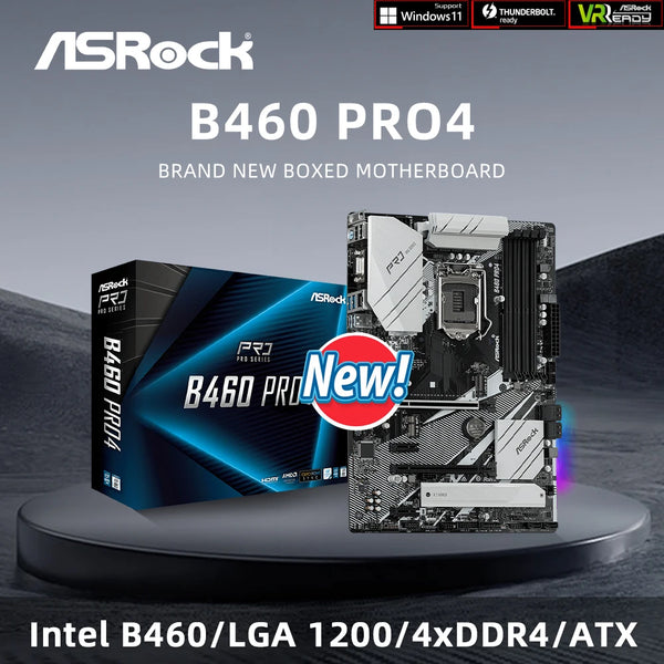 StoneTaskin Original For ASRock Brand New B460 PRO4 Motherboard LGA 1200 Support 10900K 10100F 10600KF 10400KF 10700k G6400 G5900 CPU 4xDDR4 M.2 HDMI ATX Fully Tested Free Shipping