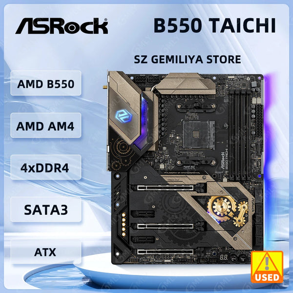 ASRock AMD B550 Motherboard B550 Taichi DDR4 128GB AM4 Support Ryzen 5600G 5700 4700 3400 5800X CPU NVME M.2 ATX Good Condition Fully Tested Free Shipping
