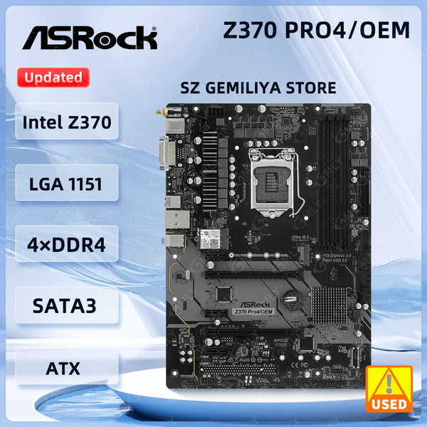ASRock Z370 PRO4/OEM Motherboard Intel Z370 LGA 1151 M.2 DDR4 64GB  support 9700 9400 9900 8400 8700 G5420 8100 cpu ATX Good Condition Fully Tested Free Shipping