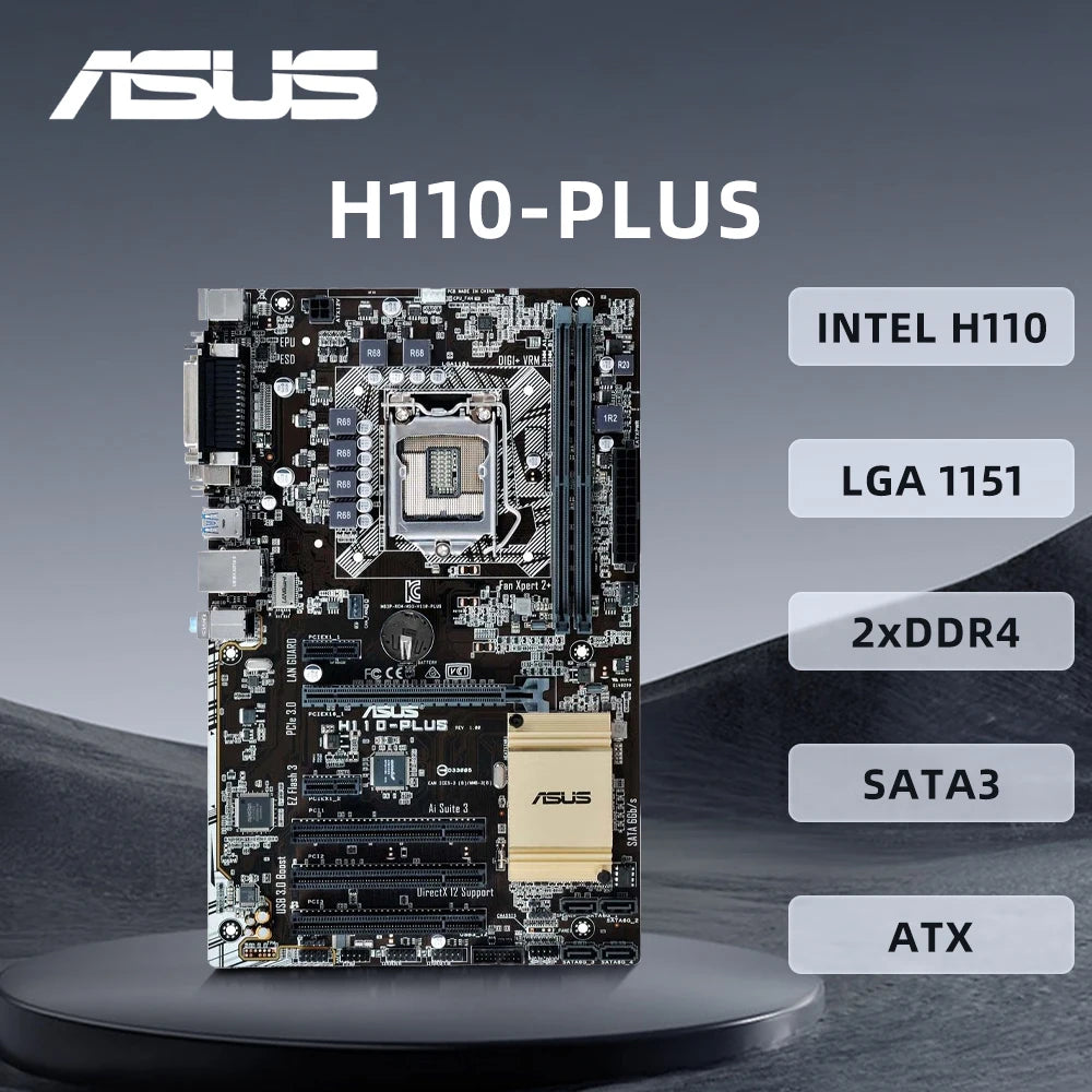 StoneTaskin Original For ASUS H110-PLUS Motherboard LGA 1151 Support  i7-6700K 6700 i5-6600K 6500 i3-6300 6100 CPU 2XDDR4 Intel H110 PCI-E  ATX