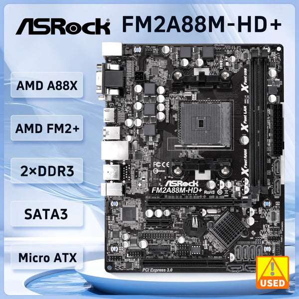 StoneTaskin For ASRock Motherboard FM2A88M-HD+ Socket FM2 FM2+ AMD A88X 2×DDR3 PCI-E 3.0 USB3.0 Micro ATX support A8AD7600 Athlon X4 AD850X cpu  Fully Tested Free Shipping