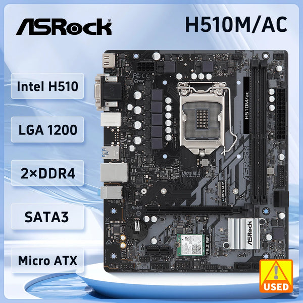 Asrock H510M/ac Motherboard Intel H510 LGA1200 DDR4 64GB support i5-11600KF 11900 10325 10900 10400 G6500 11700 cpu Micro ATX Good Condition Fully Tested Free Shipping