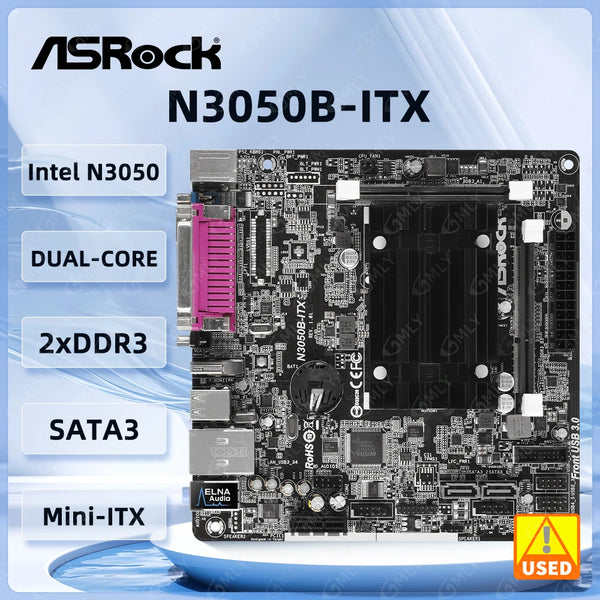 ASROCK N3050B-ITX Mini-ITX Motherboard DDR3 DDR3L 1600 16GB Intel Quad-Core Processor N3050 HDMI DVI-D Good Condition Fully Tested Free Shipping