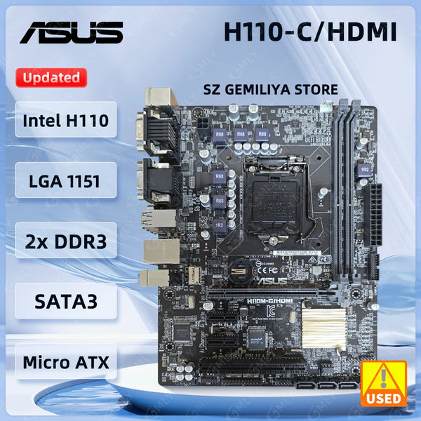 StoneTaskin ASUS H110M-C/HDMI Motherboard DDR4 LGA 1151 intel H110 DDR4 32GB support Core i3-6100 i5-6400 i7-6700 i3-6300 cpu Mainboard Fully Tested Free Shipping