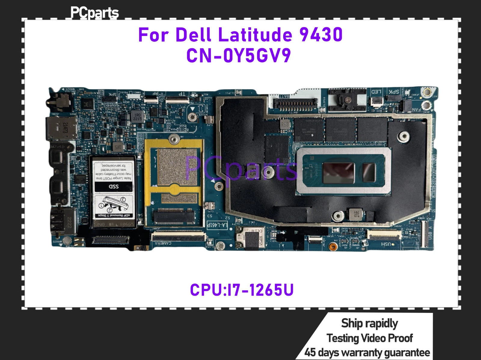PCparts HDA41/42 LA-L461P For Dell Latitude 9430 Laptop Motherboard CN