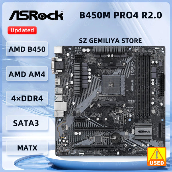 ASRock B450 B450M Motherboard B450M PRO4 R2.0 Motherboard AM4 DDR4 128GB Ryzen 5 5600 5600G R7 5700 5600 5700 5800 CPU mATX Good Condition Fully Tested Free Shipping