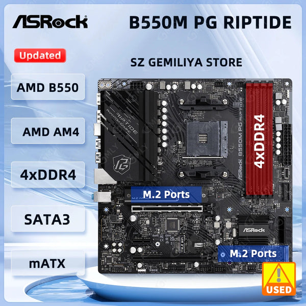 ASROCK B550 Motherboard B550M PG Riptide Motherboard  AM4 128GB DDR4 support Ryzen 5600 3600 4650 3800 5800 5900 4750 5700 CPU Good Condition Fully Tested Free Shipping