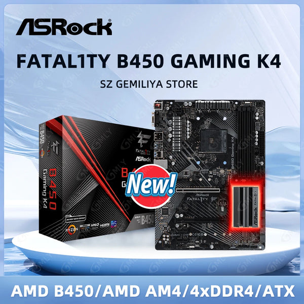 ASRock Fatal1ty B450 Gaming K4 Motherboard AMD B450 AM4 DDR4 3200+(OC) 64GB support 5600 1600 4700G 4300 3900 5500 ATX NEW Good Condition Fully Tested Free Shipping