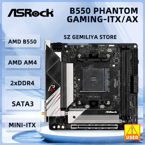 ASRock B550 MINI TIX Motherboard B550 Phantom Gaming-ITX/ax AMD AM4 DDR4 64GB support 5600X 5600G 5700 5800 CPU NVMe SSD M.2 Good Condition Fully Tested Free Shipping