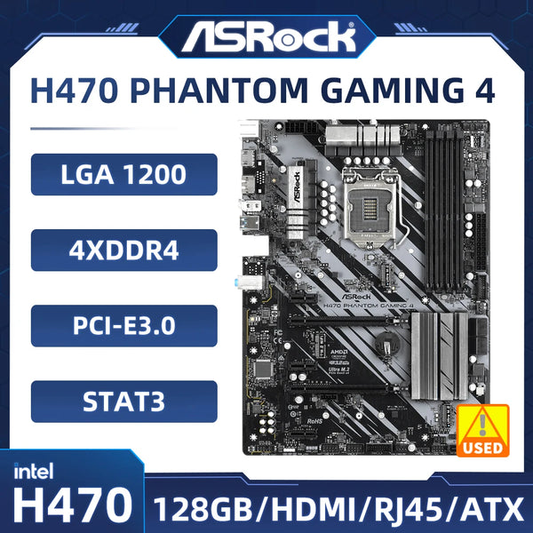 Asrock H470 Motherboard H470 PHANTOM GAMING 4 LGA 1200 DDR4 128GB NVMe SSD M.2 support 10900KF 10500 G6600 10100 10850K cpu Good Condition Fully Tested Free Shipping