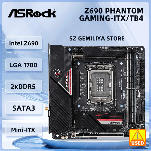 ASROCK Z690 Phantom Gaming-ITX/TB4 Gaming-ITX Intel Z690 MINI ITX Motherboard LGA 1700 DDR5 96GB Wi-Fi 6E support 14900 14400 Good Condition Fully Tested Free Shipping