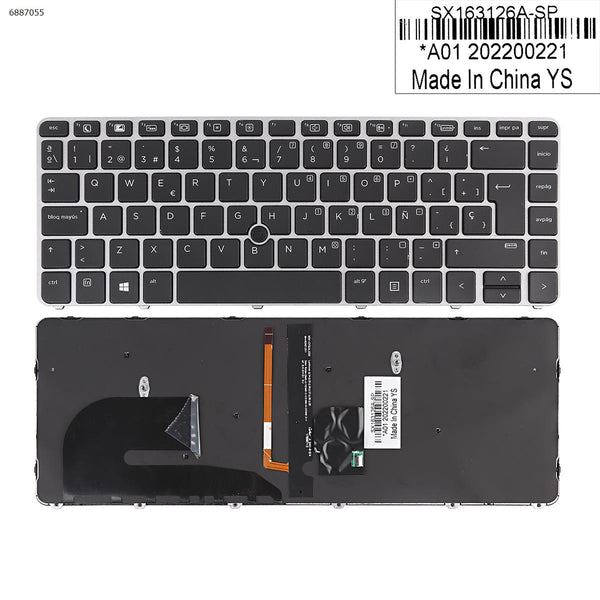 StoneTaskin SP Laptop Keyboard for HP EliteBook 840 G3 848 G3 840 G4 848 G4 745 G3 745 G4 SILVER FRAME BLACK with point Backlit
