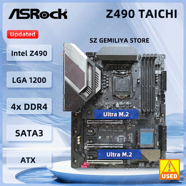 ASRock Z490 Taichi Motherboard Intel Z490 LGA1200 DDR4 128G For i7-11700F 10305 10900F 10300T cpu ATX NVMe SSD M.2 ATX WiFi6 Good Condition Fully Tested Free Shipping