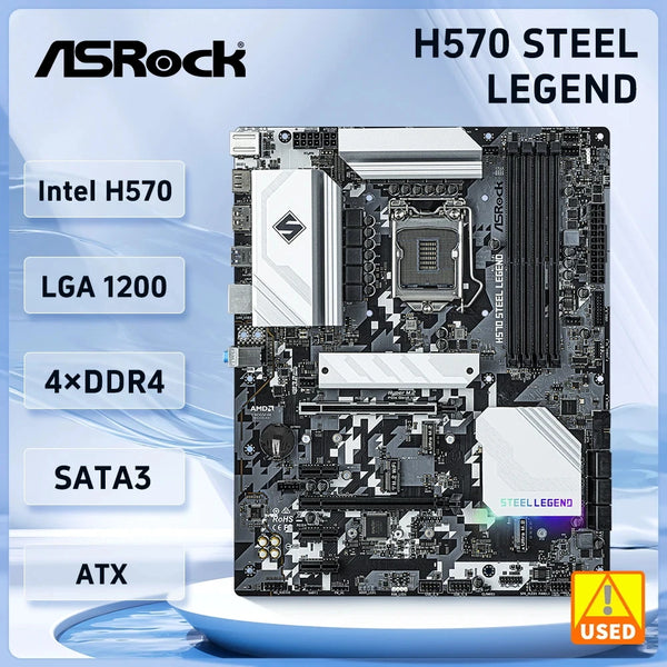 ASRock H570 Steel Legend Motherboard Intel H570 LGA 1200 support i9-11900F i5-11400F i3-10100F i3-10105 cpu M.2 NVMe SSD ATX Good Condition Fully Tested Free Shipping