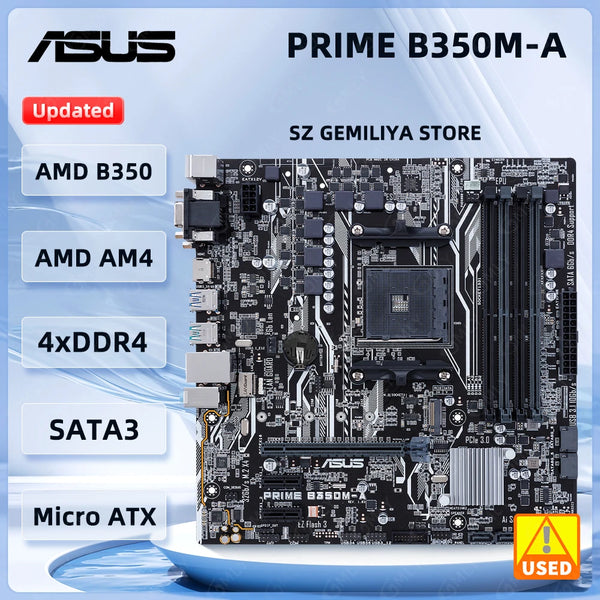 StoneTaskin For ASUS PRIME B350M-A Motherboard AMD B350 Socket AM4 DDR4 64GB Micro ATX PCI-E 3.0 support Ryzen 7 5700 Ryzen 3 5300 Ryzen 7 4700  Fully Tested Free Shipping