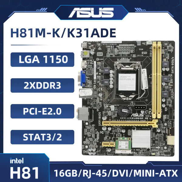 ASUS H81M-K/K31ADE Motherboard intel H81 LGA 1150 DDR3 16GB support 4170 4350  4440 4670 4765 cpu Micro ATX Good Condition Fully Tested Free Shipping