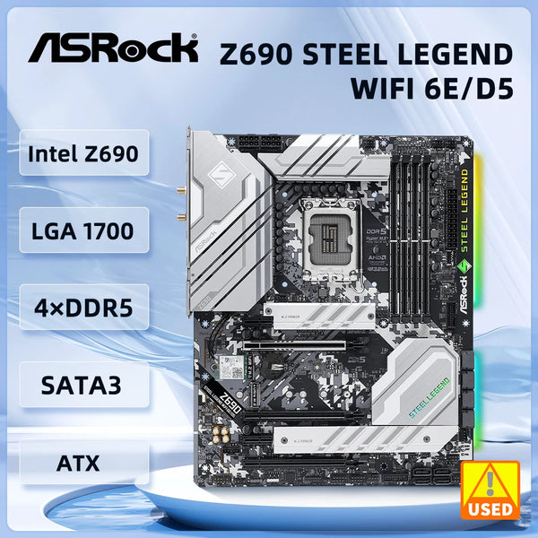 ASRock Z690 Steel Legend WiFi 6E/D5 Motherboard Z690 Motherboard LGA1700 Z690 DDR5 128G M.2 support 14900F 14700 13400 12400 cpu Good Condition Fully Tested Free Shipping