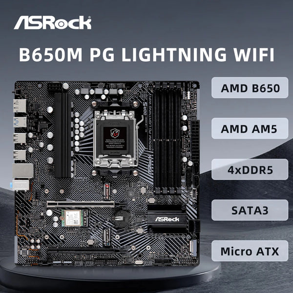 StoneTaskin Original For ASRock B650M PG LIGHTNING WIFI Motherboard Support AM5 Ryzen 7 7700X 7800X3D Ryzen 5 7600X CPU 4xDDR5 M.2 HDMI mATX Mainboard Fully Tested Free Shipping