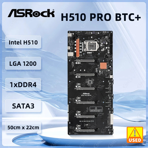ASRock H510 PRO BTC+  Mining Motherboard LGA1200 Intel H510 DDR4 32GB Port M.2 For i3-10105F i5-11600KF 11400 10300 10900 cpu Good Condition Fully Tested Free Shipping