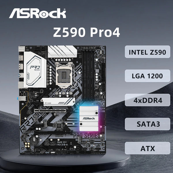 StoneTaskin Original For ASRock Z590 PRO4 Motherboard Support i9-11900K i7-11700F i5-11600K CPU 4xDDR4 4800MHz M.2 LGA1200 USB3.2 PCIe 4.0 ATX ﻿ Fully Tested Free Shipping