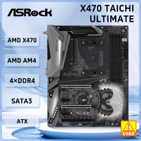 X470 Motherboard ASROCK X470 Taichi Ultimate AM4 DDR4 64GB PCI-E 3.0 2×M.2 ATX support Ryzen 7 PRO 1700X 5 5600G cpu Good Condition Fully Tested Free Shipping