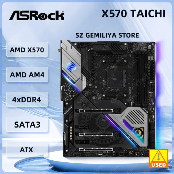ASROCK X570 Motherboard X570 Taichi Socket AM4 DDR4 128GB supports 5700 5900 5600 3400 4300 2600 3800 cpu ATX M.2 Good Condition Fully Tested Free Shipping