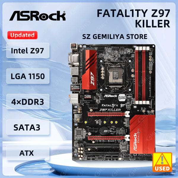 ASRock Fatal1ty Z97 Killer Motherboard LGA 1150 Intel Z97 DDR3 32GB PCI-E 3.0 M.2 USB3.0 support Core i3-4370i7-4790 i7-4770 cpu Good Condition Fully Tested Free Shipping