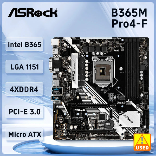 ASROCK B365M PRO4-F Motherboard Intel B365 LGA1151 support i5-9400F i7-9700F  i3-8300 i5-8600 i7-9700KF cpu DDR4 64GB Ultra M.2 Good Condition Fully Tested Free Shipping
