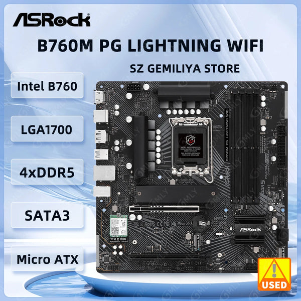 ASROCK Intel B760 Motherboard B760M PG LIGHTNING WIFI Motherboard LGA1700 DDR5 256GB support 14900 14490 13700 13400 12900 cpu Good Condition Fully Tested Free Shipping