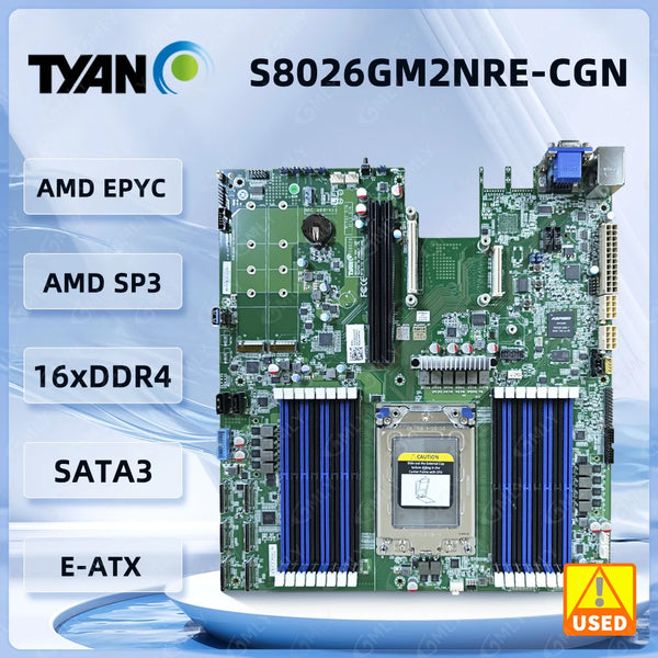 TYAN S8026 Server Motherboard S8026GM2NRE-CGN Socket SP3 80-Pin Oculink Single Socket AMD EPYC Motherboard Support EPYC 7001 Good Condition Fully Tested Free Shipping