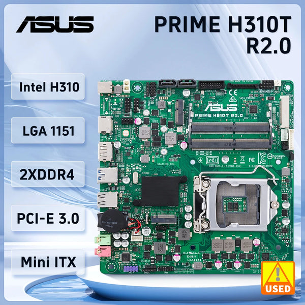 Asus Intel H310 PRIME H310T R2.0 Motherboard LGA 1151 DDR4 32GB support Core i3-8100 8500 9700 9400 9700 G5420 CPU Mini ITX Good Condition Fully Tested Free Shipping