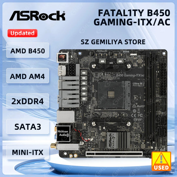 StoneTaskin For ASRock B450 B450M Mini-ITX Motherboard Fatal1ty B450 Gaming-ITX/ac Socket AM4 support Ryzen 5700 1400 4300 5600 3700 cpu  Fully Tested Free Shipping