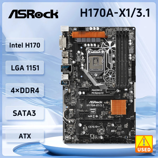 ASROCK H170A-X1/3.1 Motherboard Intel H170 LGA 1151 DDR4 64GB For 6th Gen Core i5-6500 i7-6700 i3-6300 G4400 cpus PCI-E 3.0 ATX Good Condition Fully Tested Free Shipping