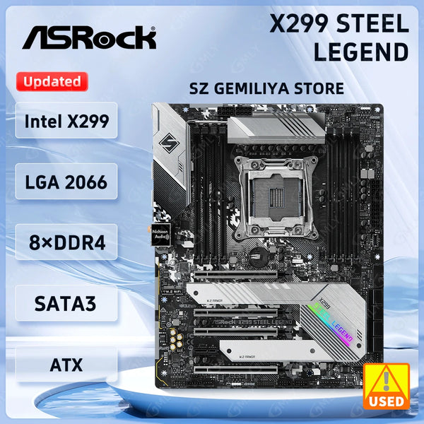ASRock X299 Motherboard X299 STEEL LEGEND LGA 2066 DDR4 256GB PCIe 3.0 i9-9960X i9-9920 i9-9820X i7-7800X 7900X Ultra M.2 ATX Good Condition Fully Tested Free Shipping