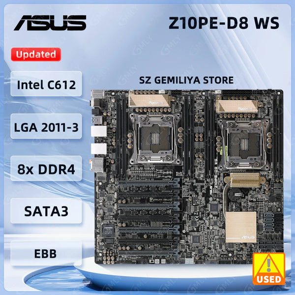 StoneTaskin ASUS Z10PE-D8 WS EEB Server Motherboard Dual LGA 2011-3  Intel C612 PCH 4xPCIe 3.0 DDR4 512GB support E5-2600 v4 cpu Mainboard Fully Tested Free Shipping