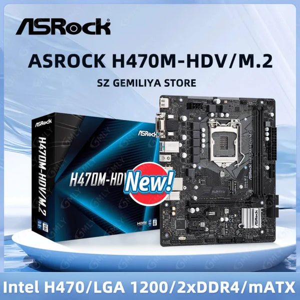 ASRock H470 Motherboard H470M-HDV/M.2 Motherboard LGA 1200 DDR4 64GB support 10105 10500 10100 10105cpu M.2 Micro ATX new Good Condition Fully Tested Free Shipping