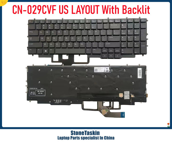 StoneTaskin CN-029CVF New For Dell Alienware M17 R3 M17 R4  G7 7700 Laptop Keyboard Assembly W Colorful Backlit US KB V192925BS1