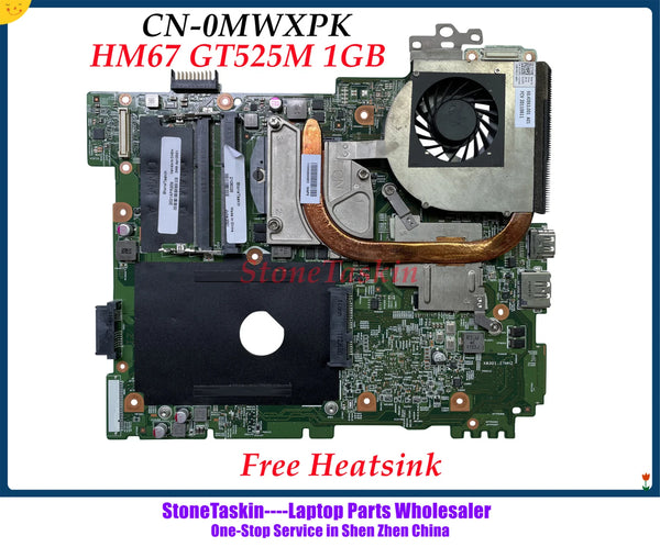 StoneTaskin ORIGINAL StoneTaskin CN-0MWXPK For DELL N5110 Laptop  LAPTOP MOTHERBOARD 0MWXPK MWXPK Free Heatsink 48.4IE07.021 HM67 GT525M 1GB DDR3 100% Tested MB FAST SHIP