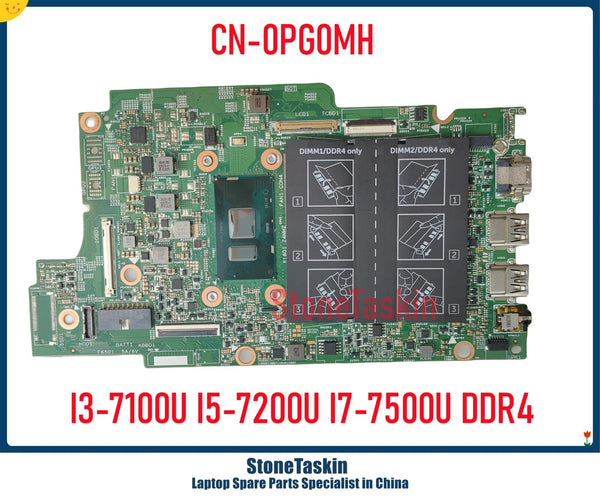 StoneTaskin CN-0PG0MH PG0MH For Dell Inspiron 13 5000 5378 5578 Laptop Motherboard I3-7100U I5-7200U I7-7500U DDR4 Mainboard