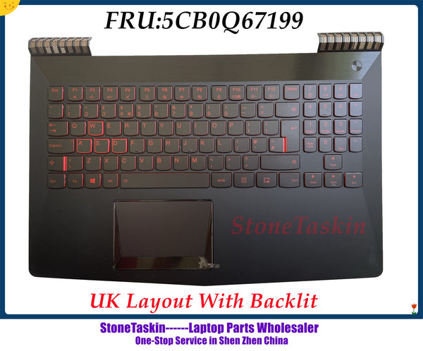 StoneTaskin Genuine 5CB0Q67199 For Lenovo Legion Y520-15IKBN Laptop Keyboard Palmrest Cover UK Layout With Backlit  Tested