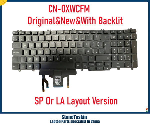 StoneTaskin Genuine XWCFM For Dell Precision 7530/7730/7740 Laptop Backlit Spanish Layout Keyboard CN-0WCFM With Backlit KB