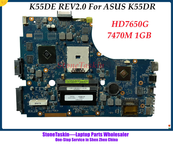 StoneTaskin High quality K55DR Motherboard Rev 2.0 A80M For Asus A55DR K55DR Laptop Mainboard  HD7470M 1GB 100% Tested