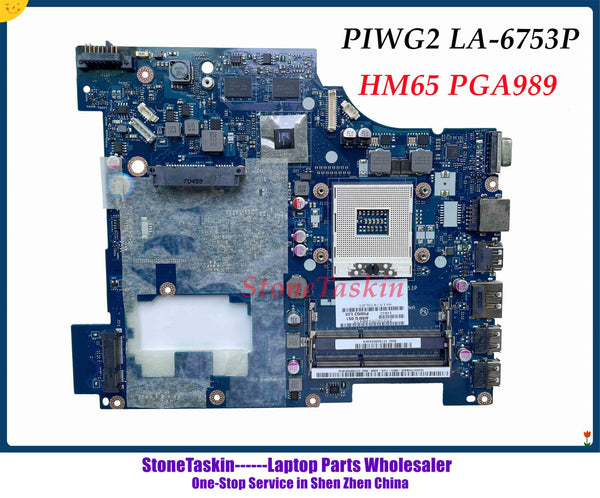 StoneTaskin High quality PIWG2 LA-6753P FOR Lenovo Ideapad G570 Laptop Motherboard HM65 PGA989 DDR3 HD6370 1GB 100% Fully Tested